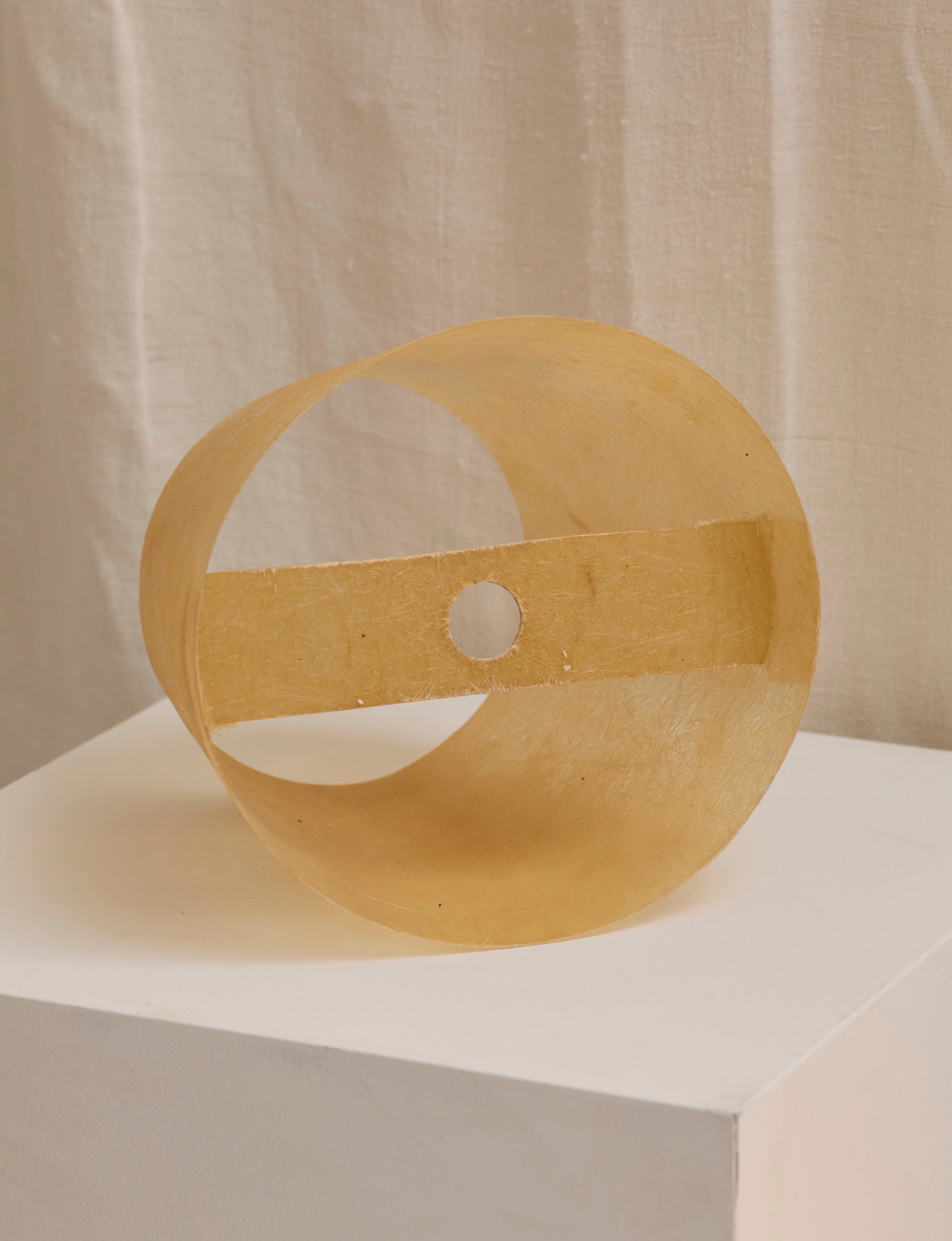Mid Century Table Lamps with Sculptural Metal Base and Artisanal Fiberglass Shades — view 10
