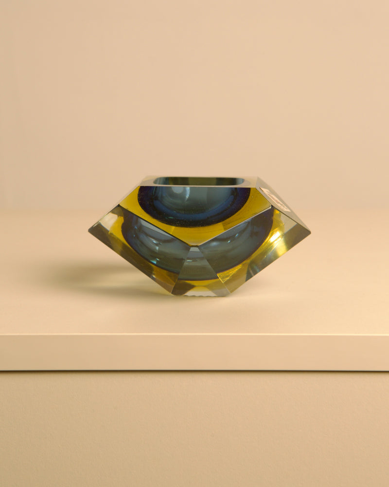 Vintage Murano glass diamond ashtray by Flavio Poli for Seguso