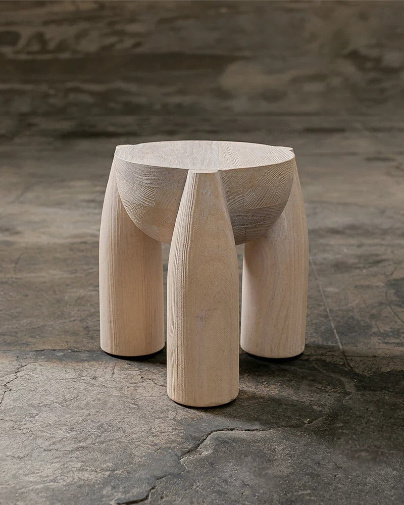 Solid Wood Air Stool - ELEMENTOS Series by Daniel Couttolenc, Natural Finish by Daniel Couttolenc | The Oblist
