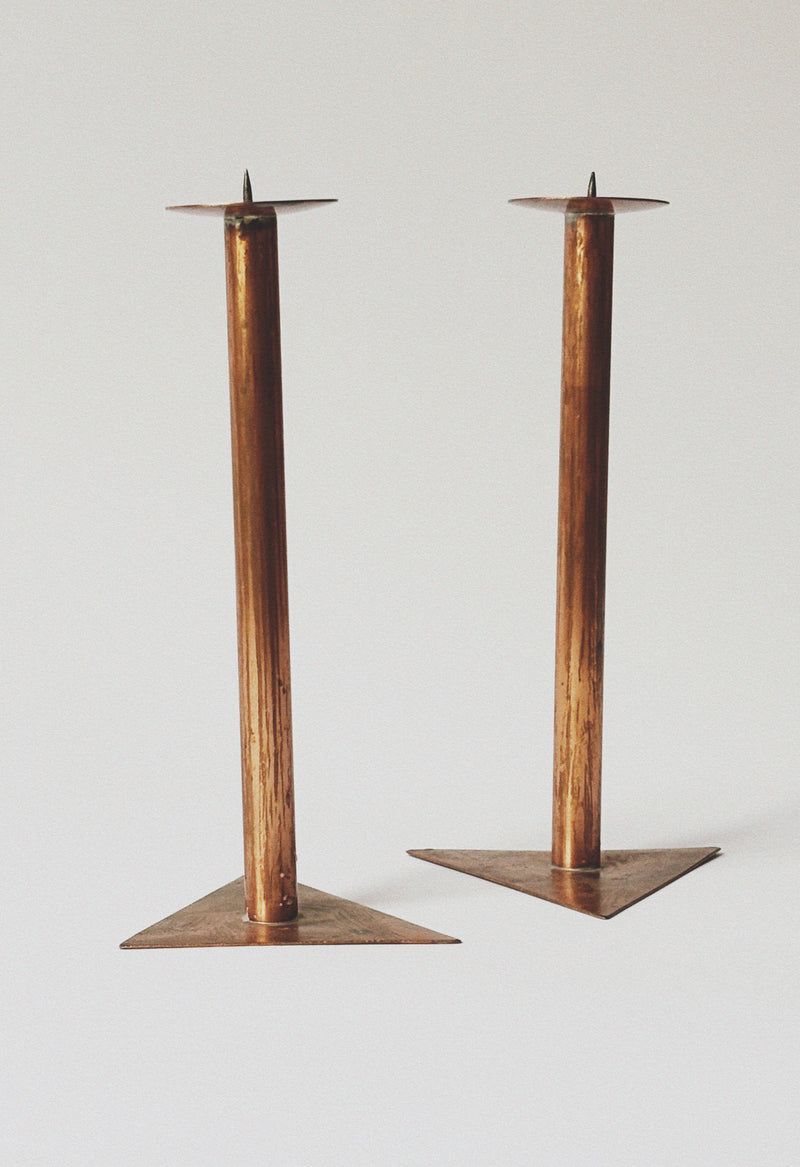 2 Copper Postmodern Candlesticks by Huerto | The Oblist — handcrafted copper design