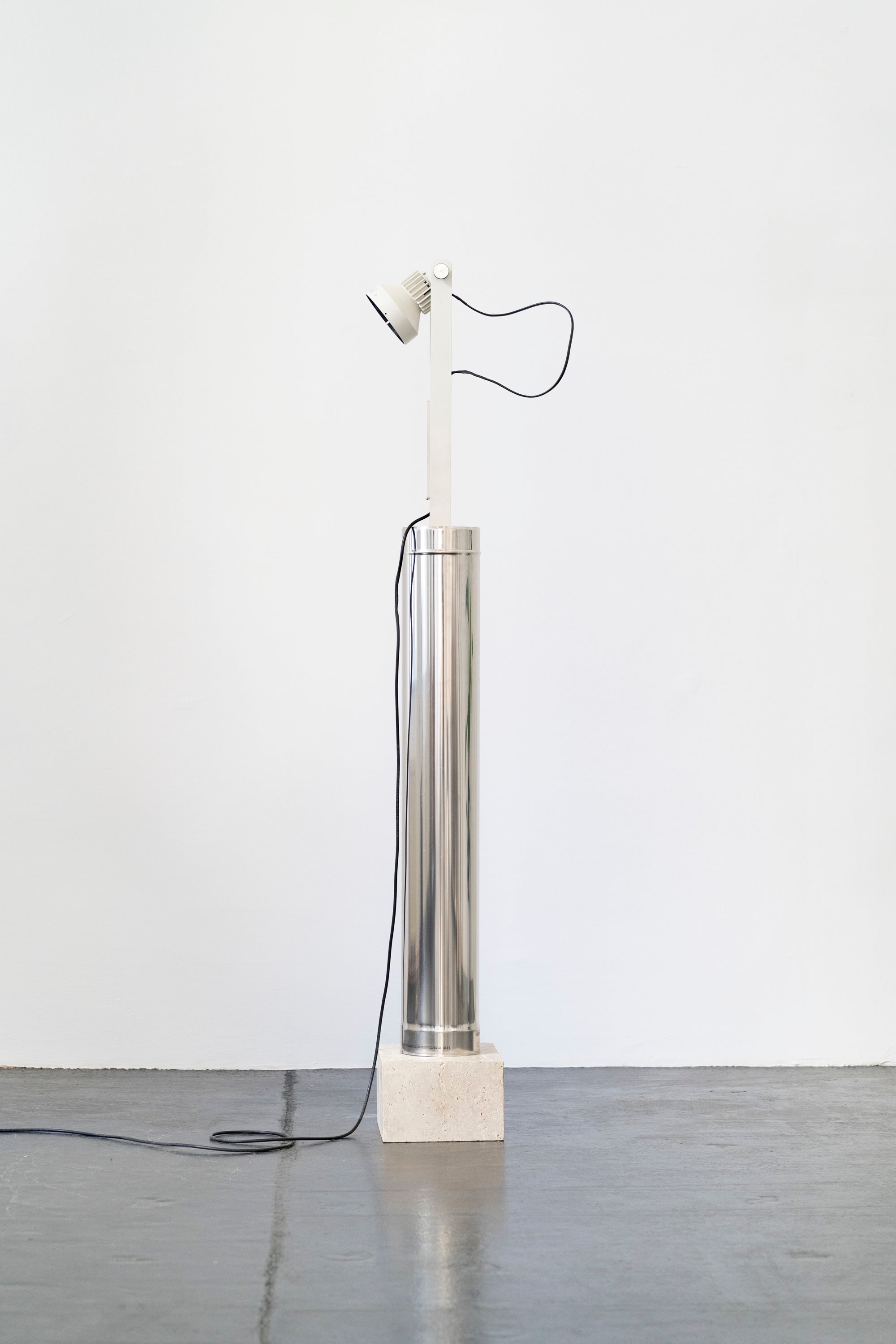 Minimalism Floor Lamp DN_S2507 in Chrome - Column Collection — side angle showing chrome finish and concrete base