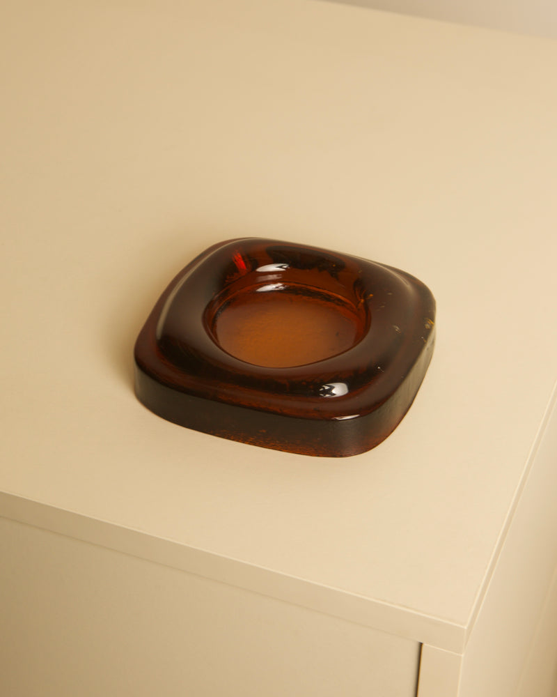Italian Amber Glass Trinket Dish, 60s by Treaptyque | The Oblist — vintage amber glass design