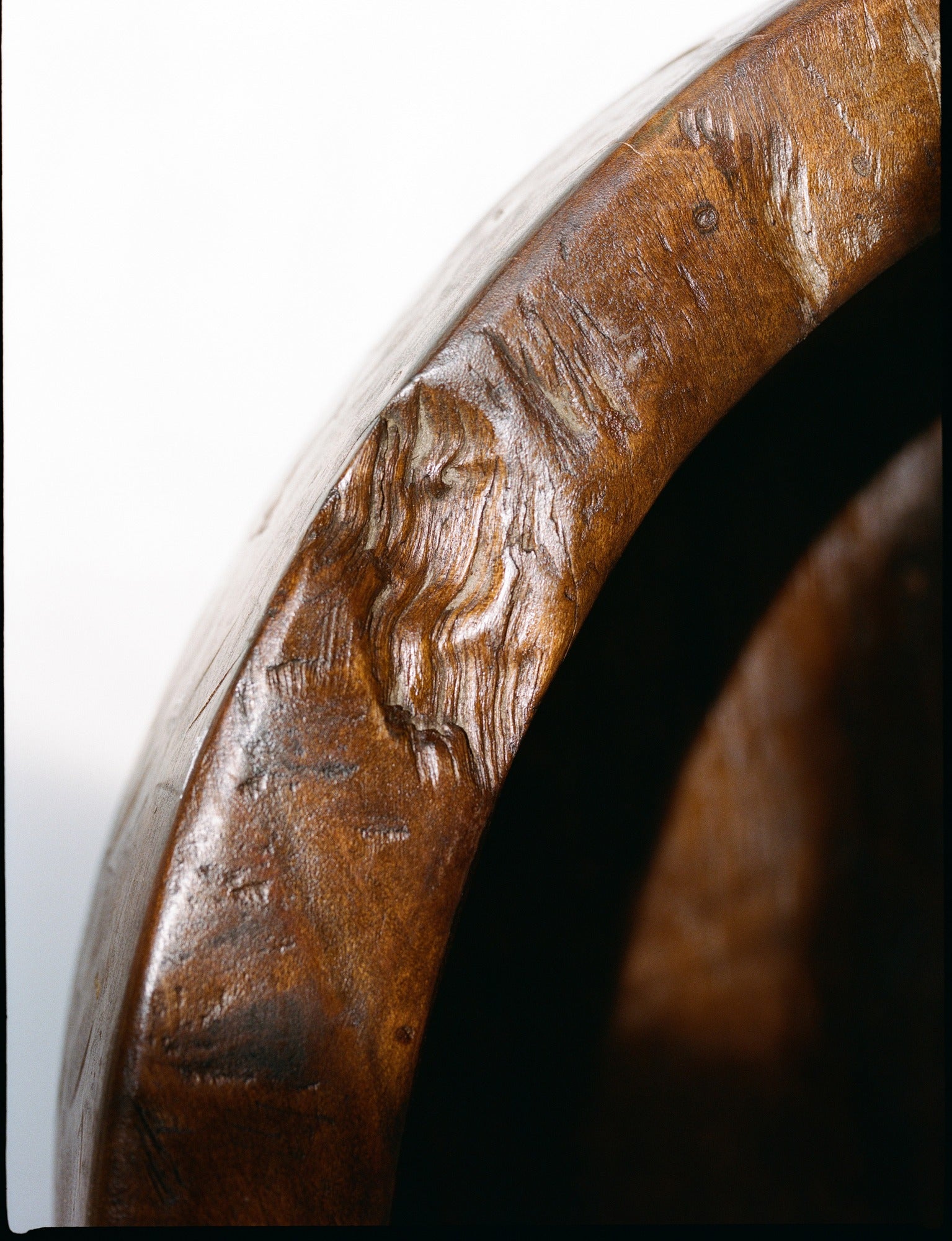 Important Monoxyle Artisanal African Mid-Century Carved Bowl / Centerpiece — side angle