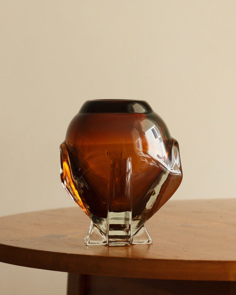 Amber Sculptural Glass Vase by Mansión Luna | The Oblist