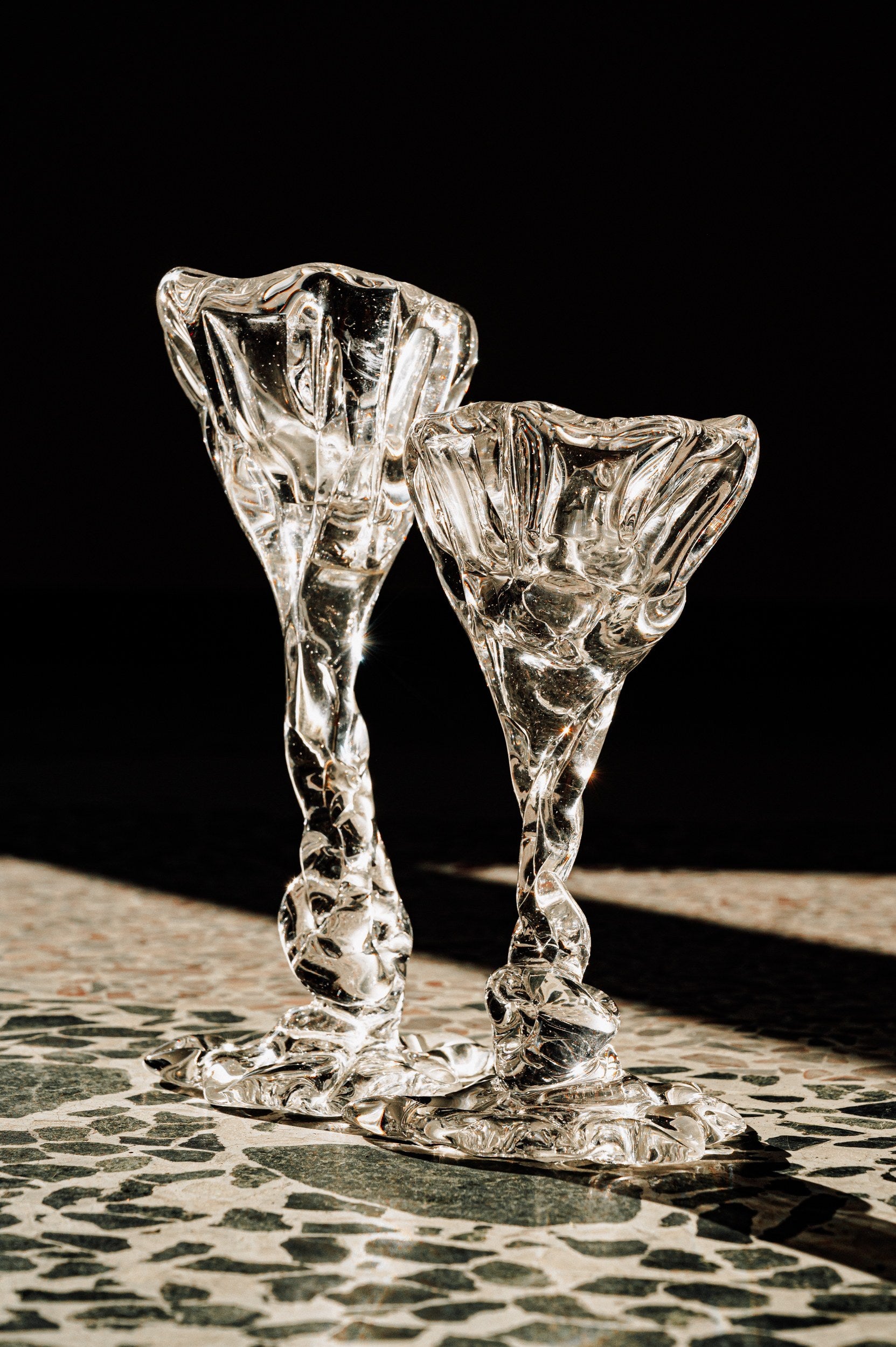 Spiky Cocktail Glass - Transparent — close-up on textured glass in bright light