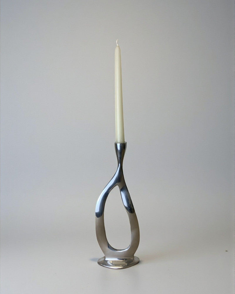 Biomorphic Candleholder, Aluminum, Spain, Circa 1970s by Malamar Studio | The Oblist — metallic finish, vintage design
