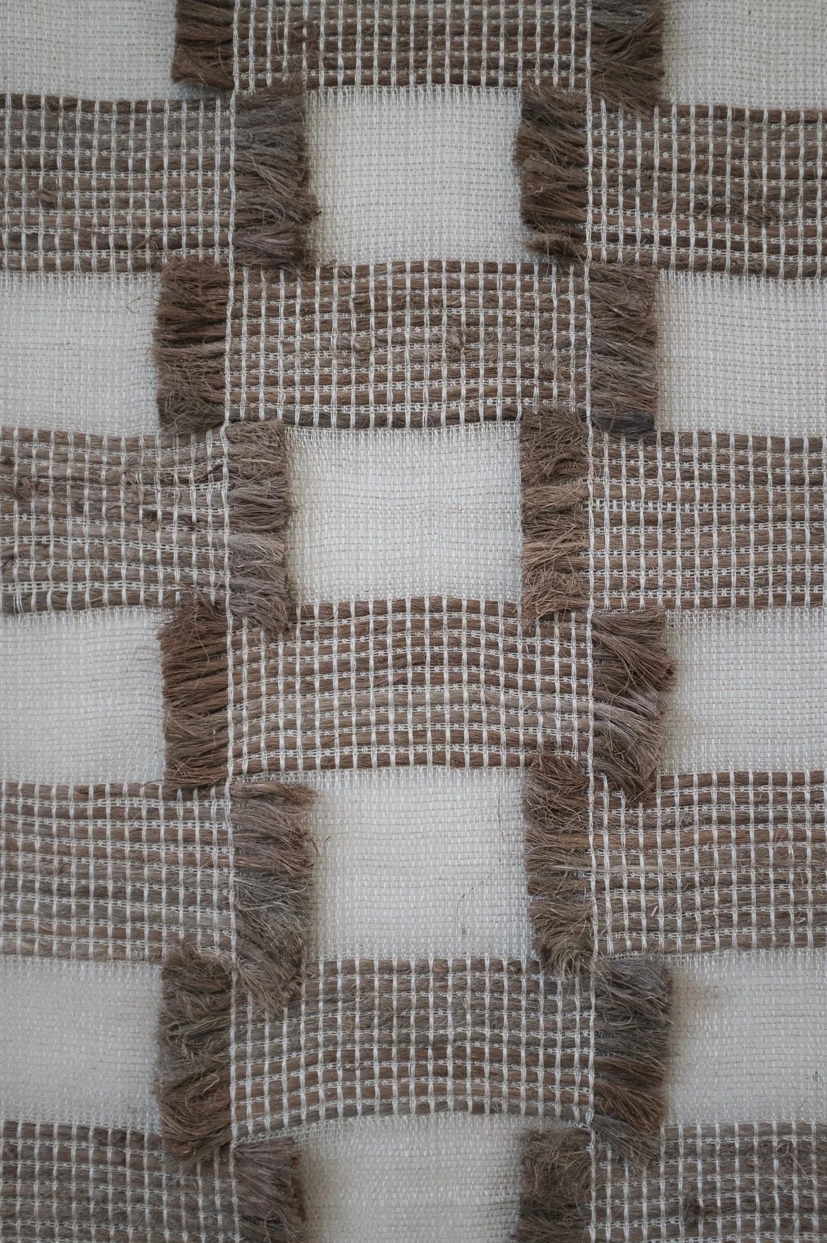 Blocks – Handwoven Banana Fibre & Linen Wall Hanging — side angle