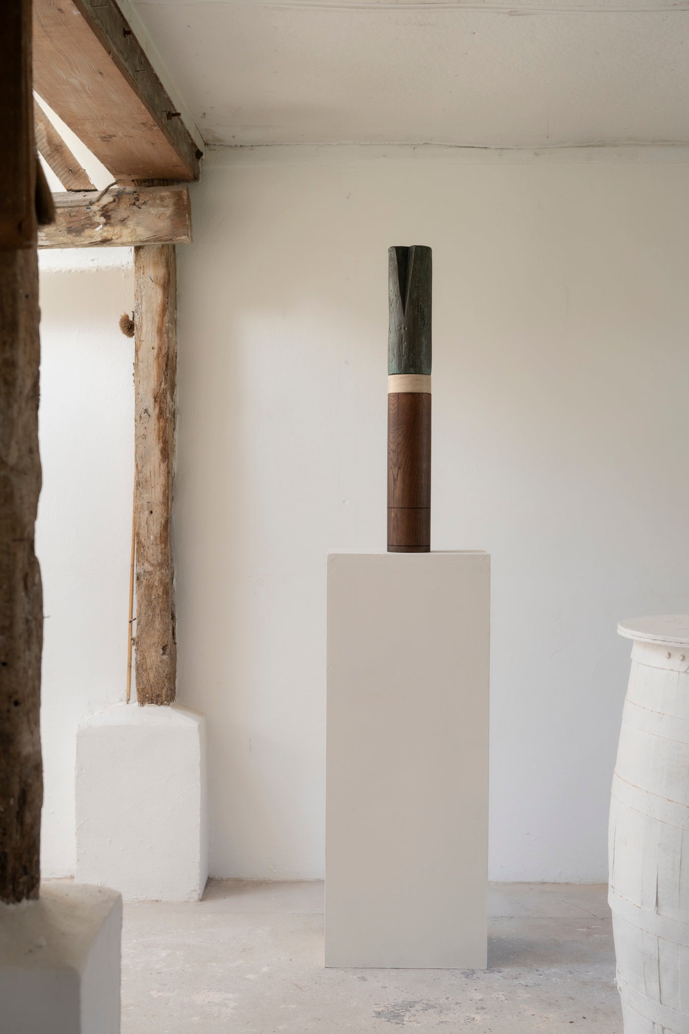 Cylinder V | Bronze, Stone & Oak Sculpture