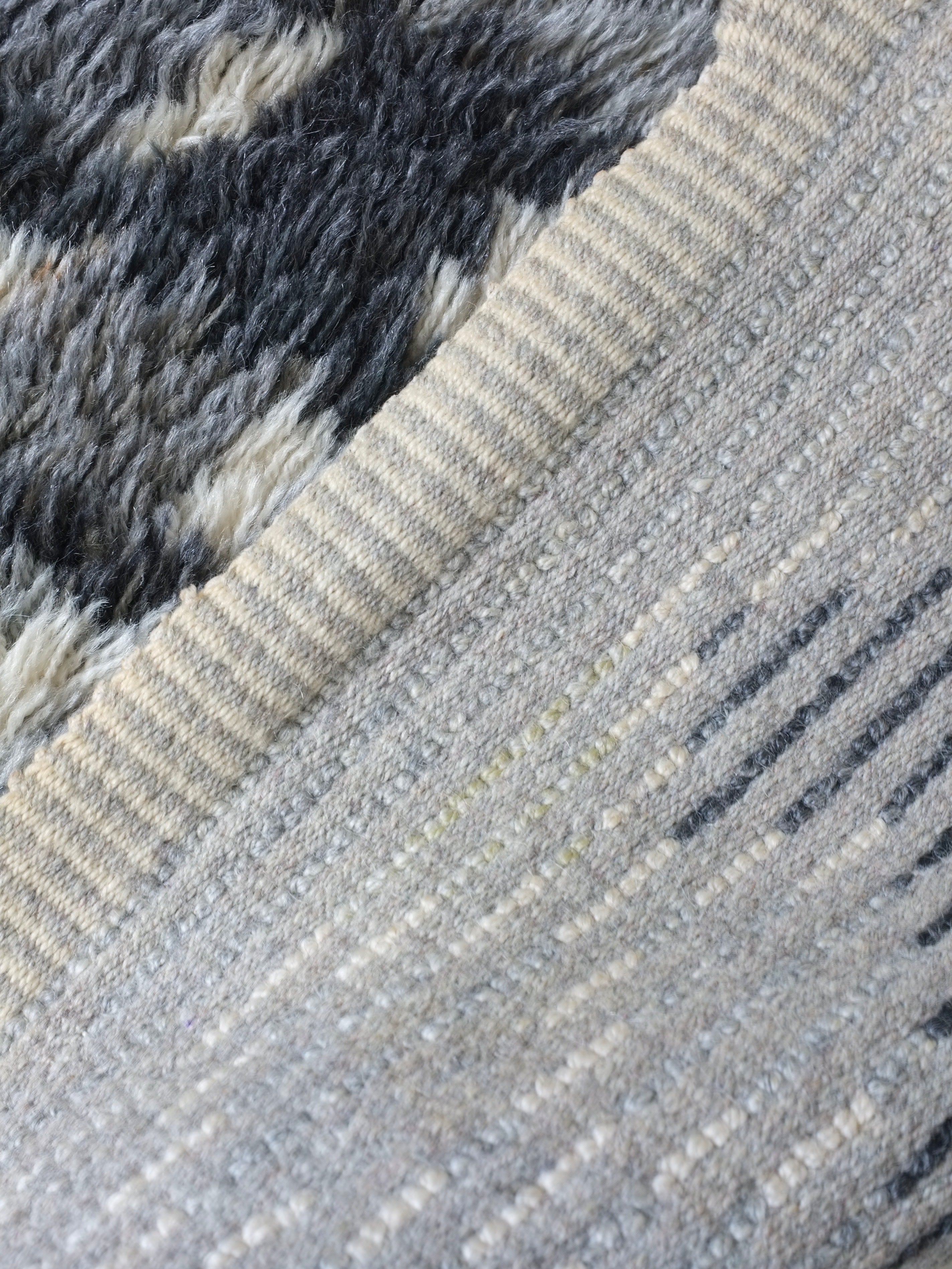 Mid-Century Gray Wool Rya Rug, Sweden, 1960s