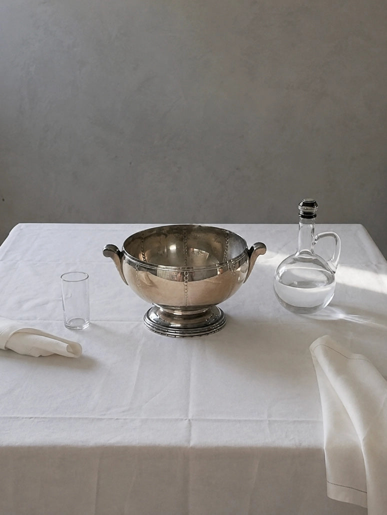 1970s French Vintage Silver Plated Table Bowl / Centerpiece Bucket — detail view