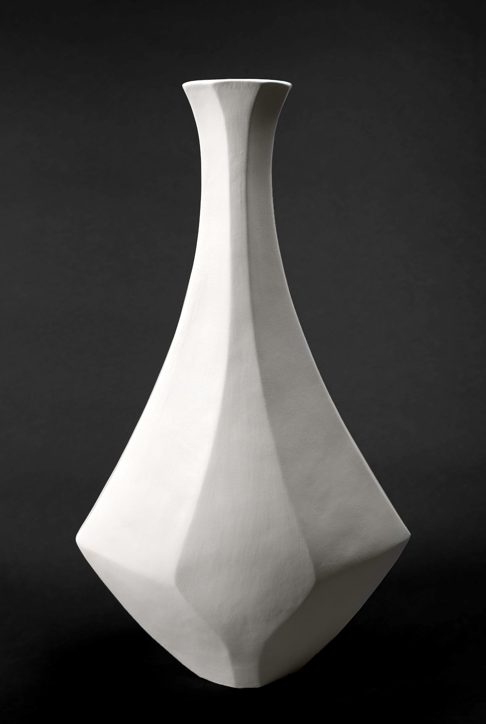 Mid-Century Modern Ceramic Vessel in White Clay – Diamond by Beverly Morrison - Sculptor | The Oblist