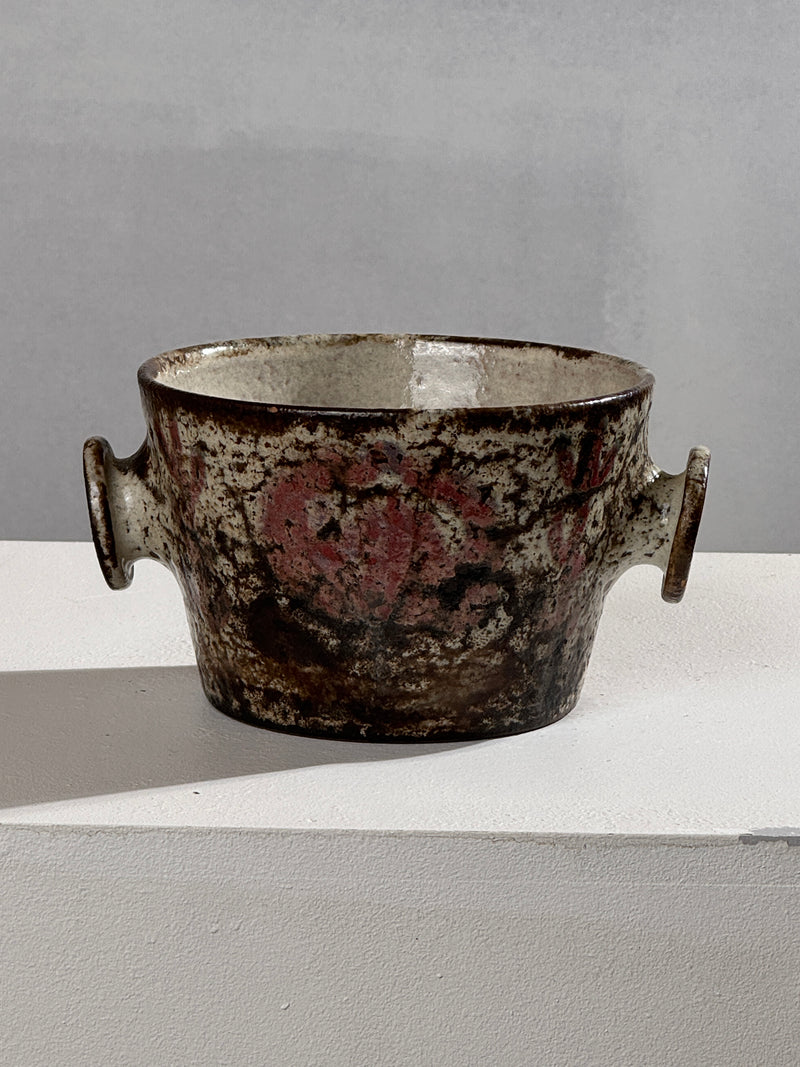 Vintage ceramic bowl with handles by Gustave Reynaud, Vallauris 1950s