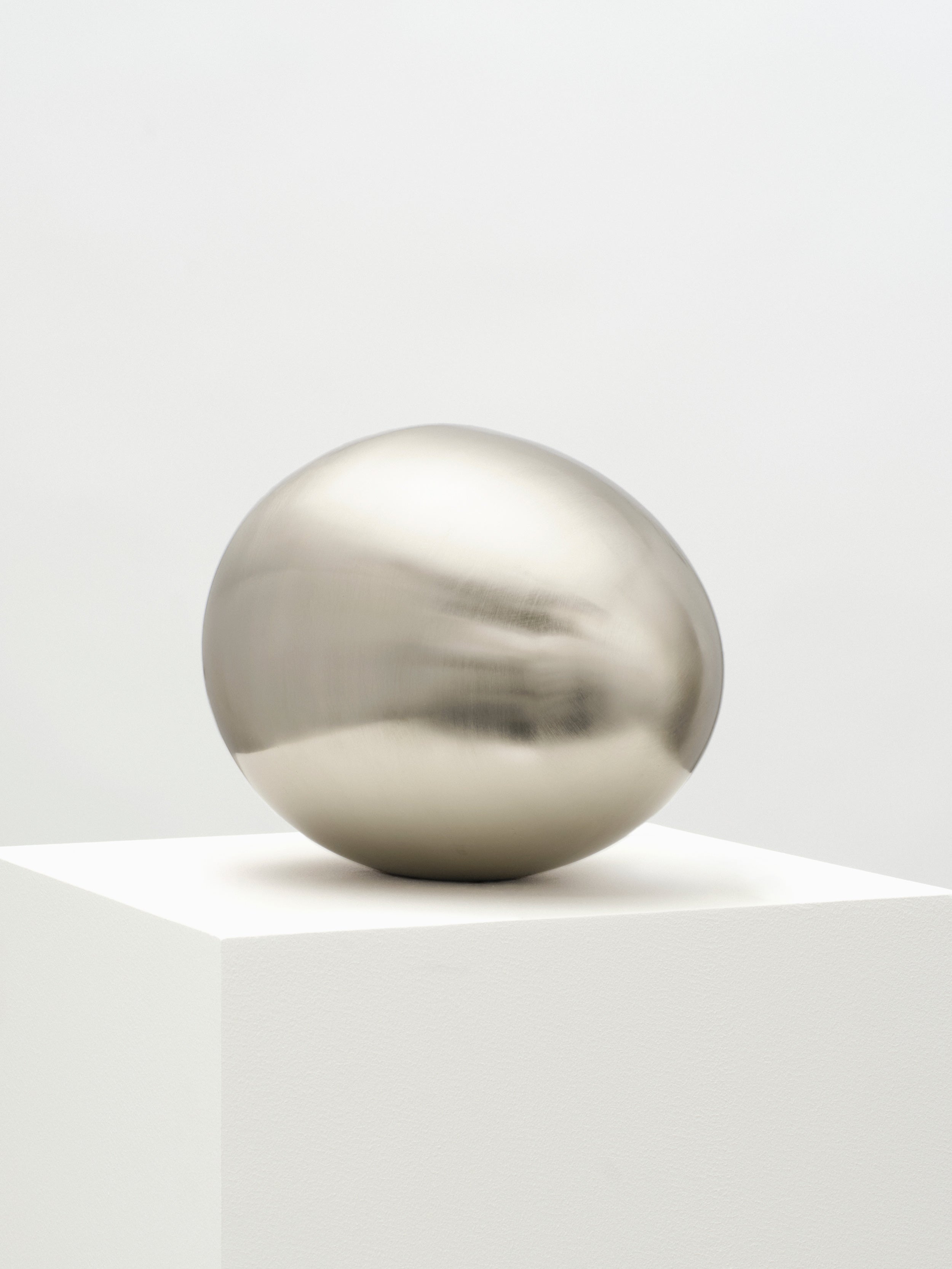 Brushed Steel | Egg Sculpture — side angle