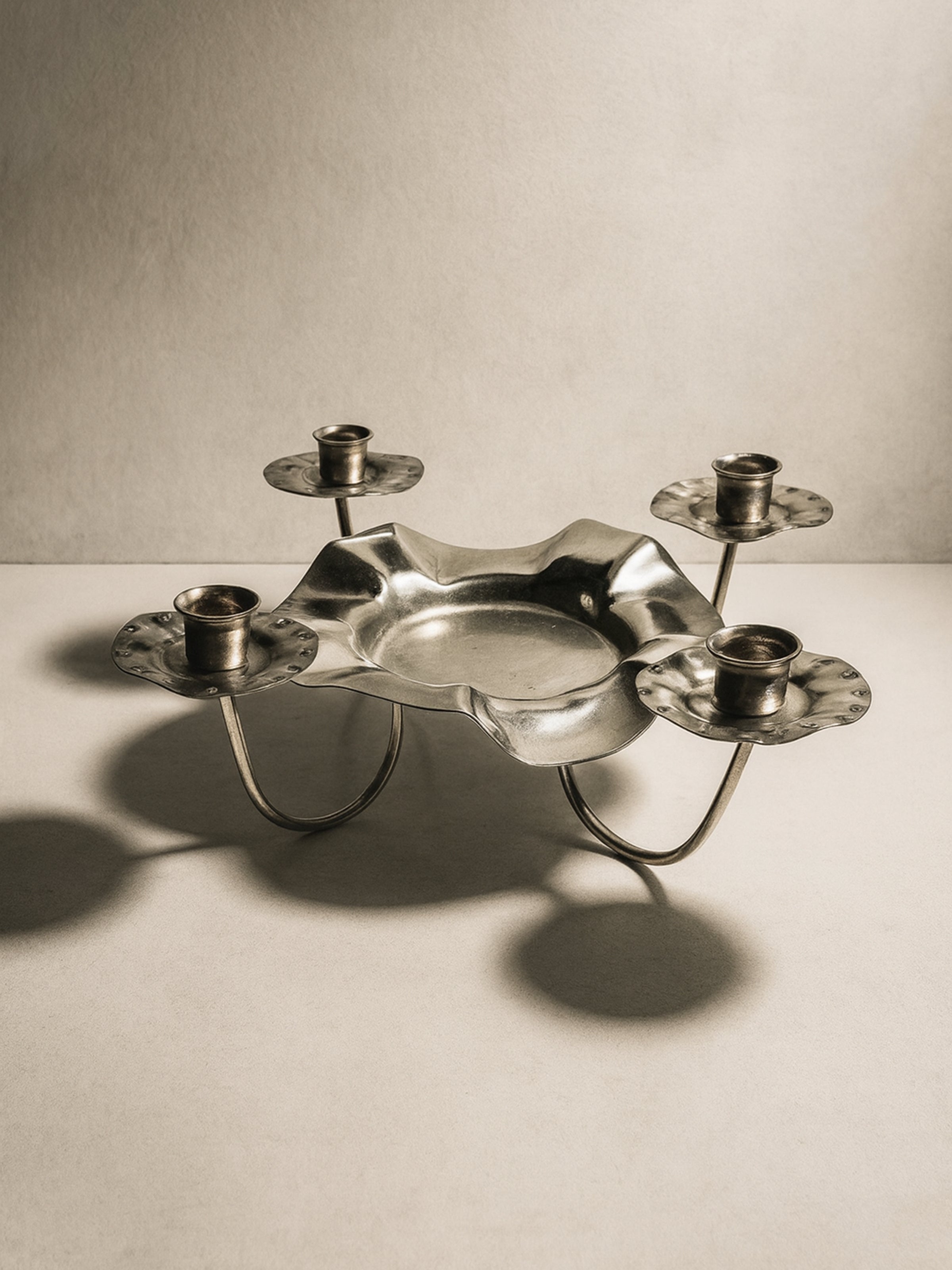 Silver Metal 1960s Candleholder