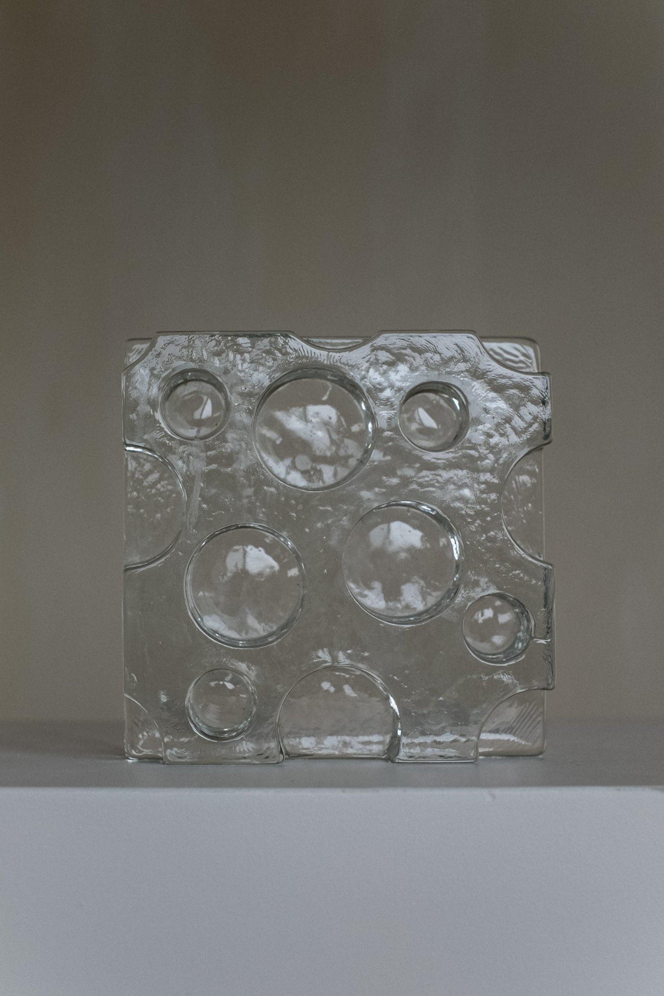 Glass Candle Holder — top view highlighting textured glass surface