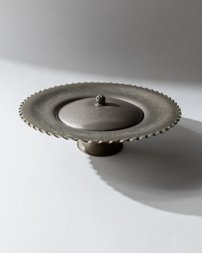 1960s Silver Plated Lidded Bowl by Bottega Jacobs | The Oblist — vintage silver finish