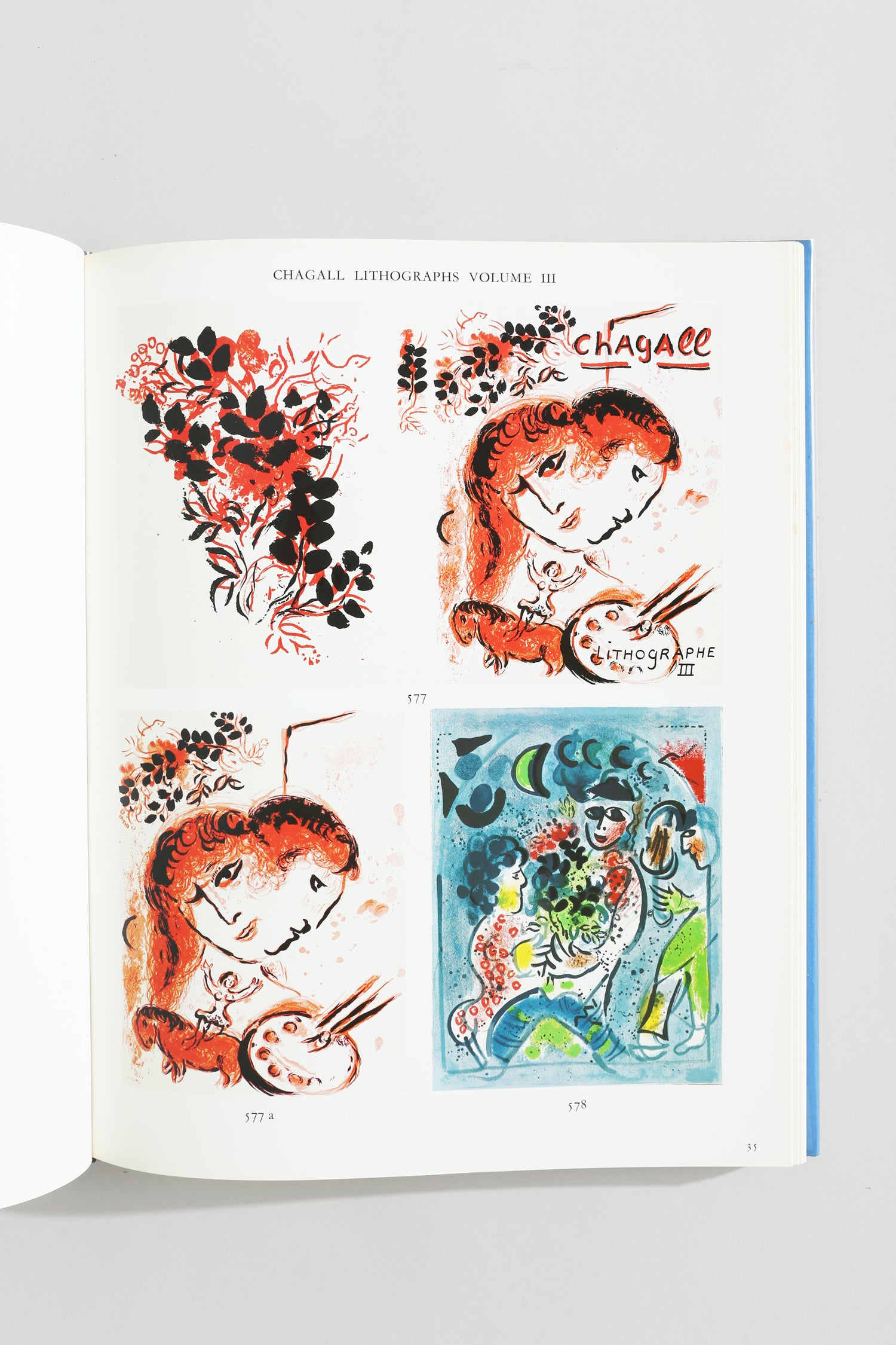 Chagall Lithographs IV Book — open view showing colorful illustrations on pages