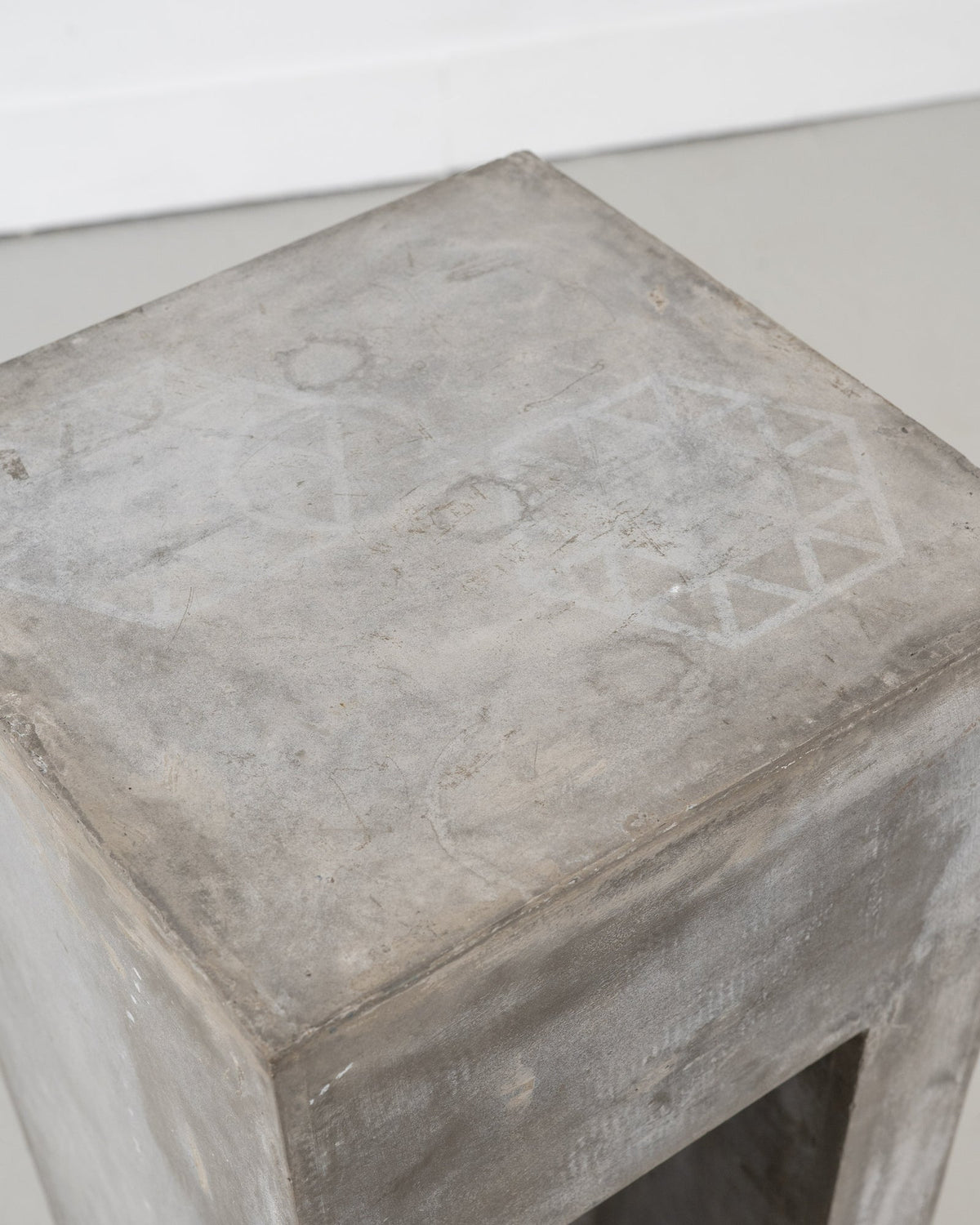 Sculptural Composite Simulated Zinc Plinth — close-up