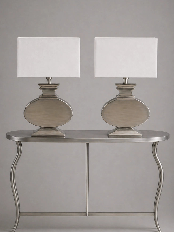 Vintage Table Lamps in Metal - 1990s Netherlands Heavy Cast Aluminum Collection by Blisse | The Oblist