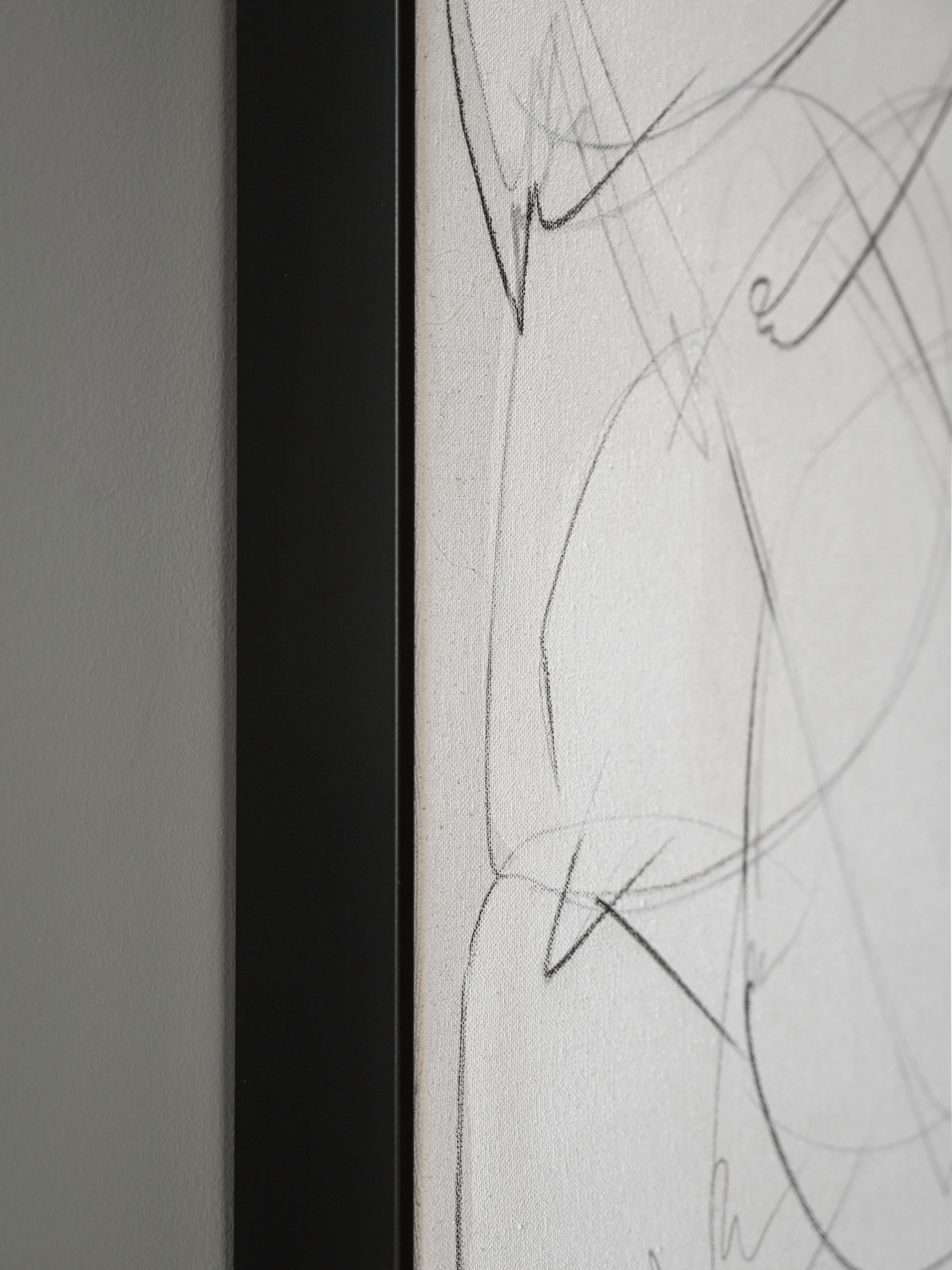 Abstract Graphite On Canvas Artwork — side angle