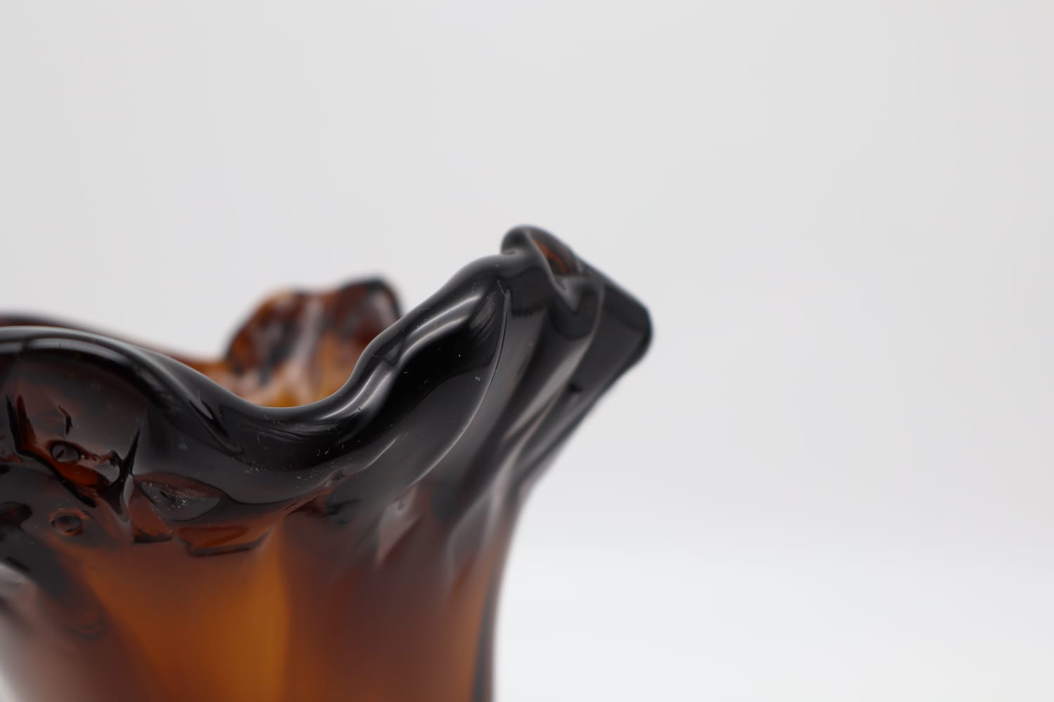 Mid-Century Hand-Blown Amber Glass Handkerchief Vase – 1960s/1970s — lifestyle setting