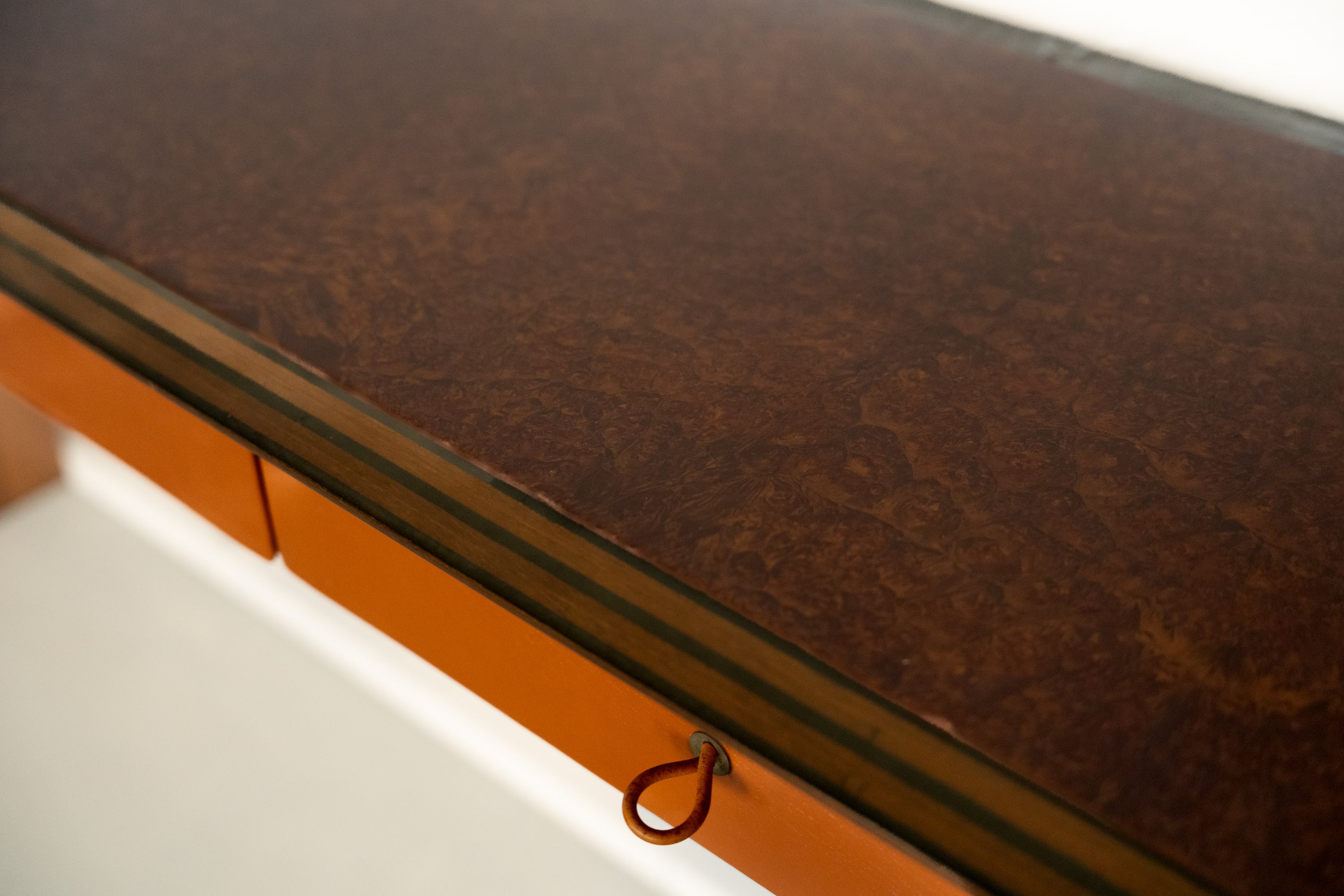 Artona Console by Afra & Tobia Scarpa for Maxalto — close-up of rich wood grain surface
