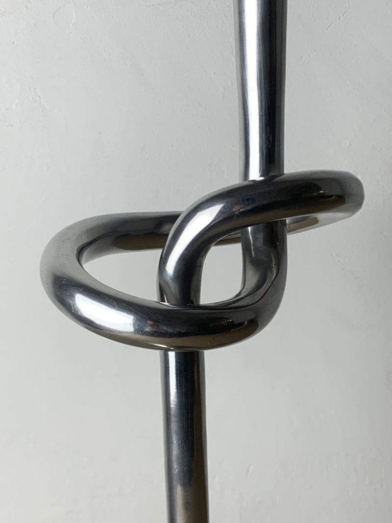 XL knotted candlestick in Solid aluminum, Italy, 1980 — detail view