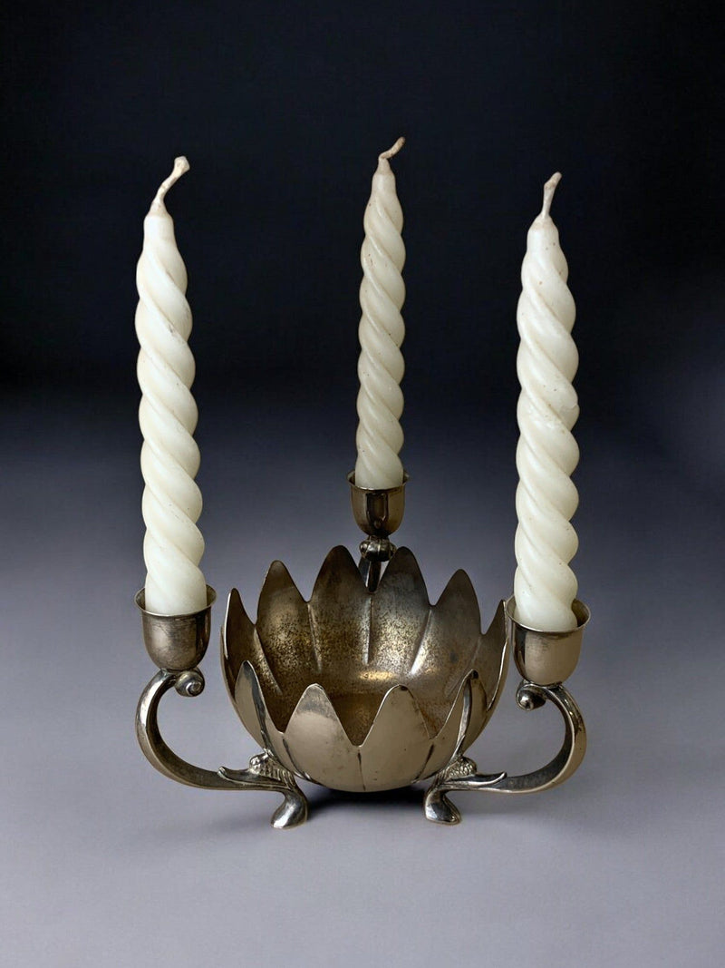 Art deco waterlily Candelholders, France, 1960's by Malamar Studio | The Oblist — vintage metal design