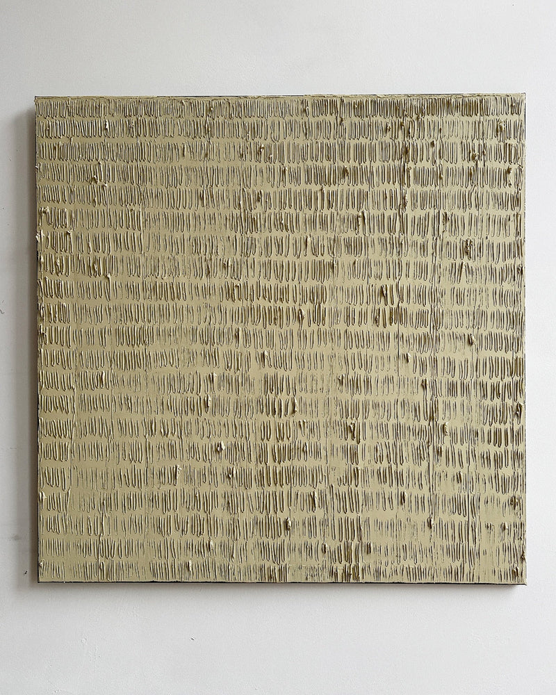 Buff Titanium - Turf Series' Painting by Roi Elmaliah | The Oblist — textured beige canvas