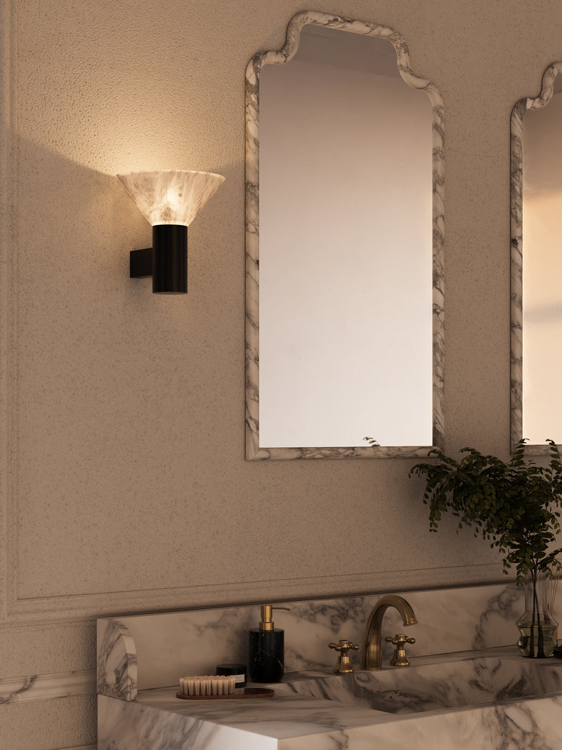 TORRES Wall — close-up of wall light in marble bathroom