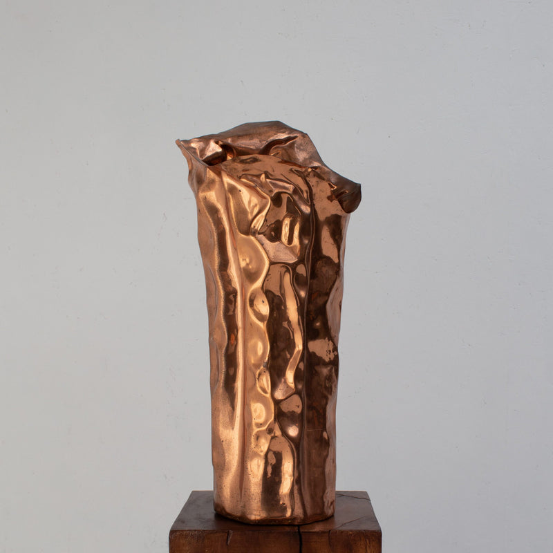 Bragalini Hammered Copper Vase — close-up of textured copper surface