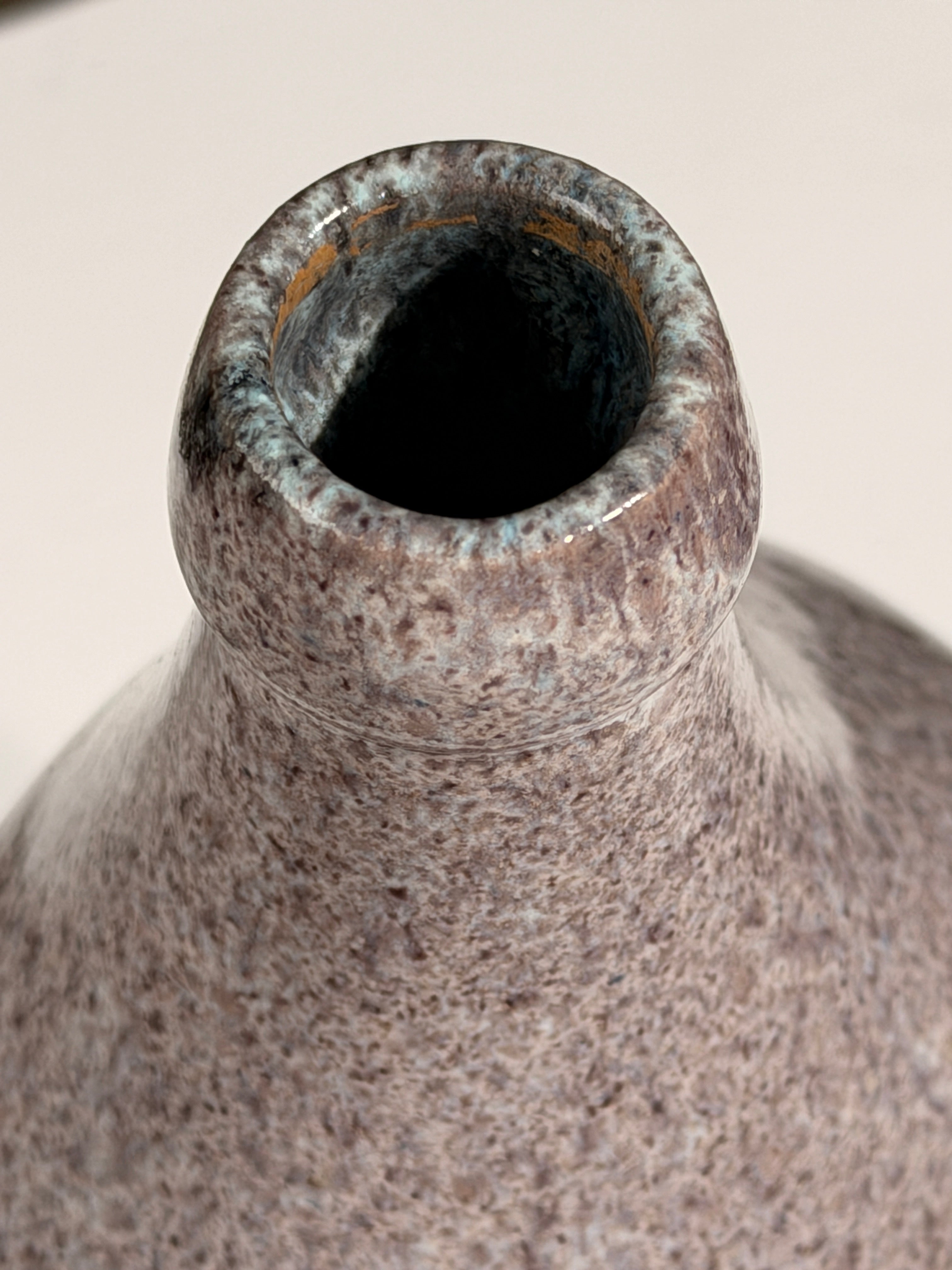 Elegant Bottle by the Accolay, France, circa 1970 — close-up of textured ceramic neck