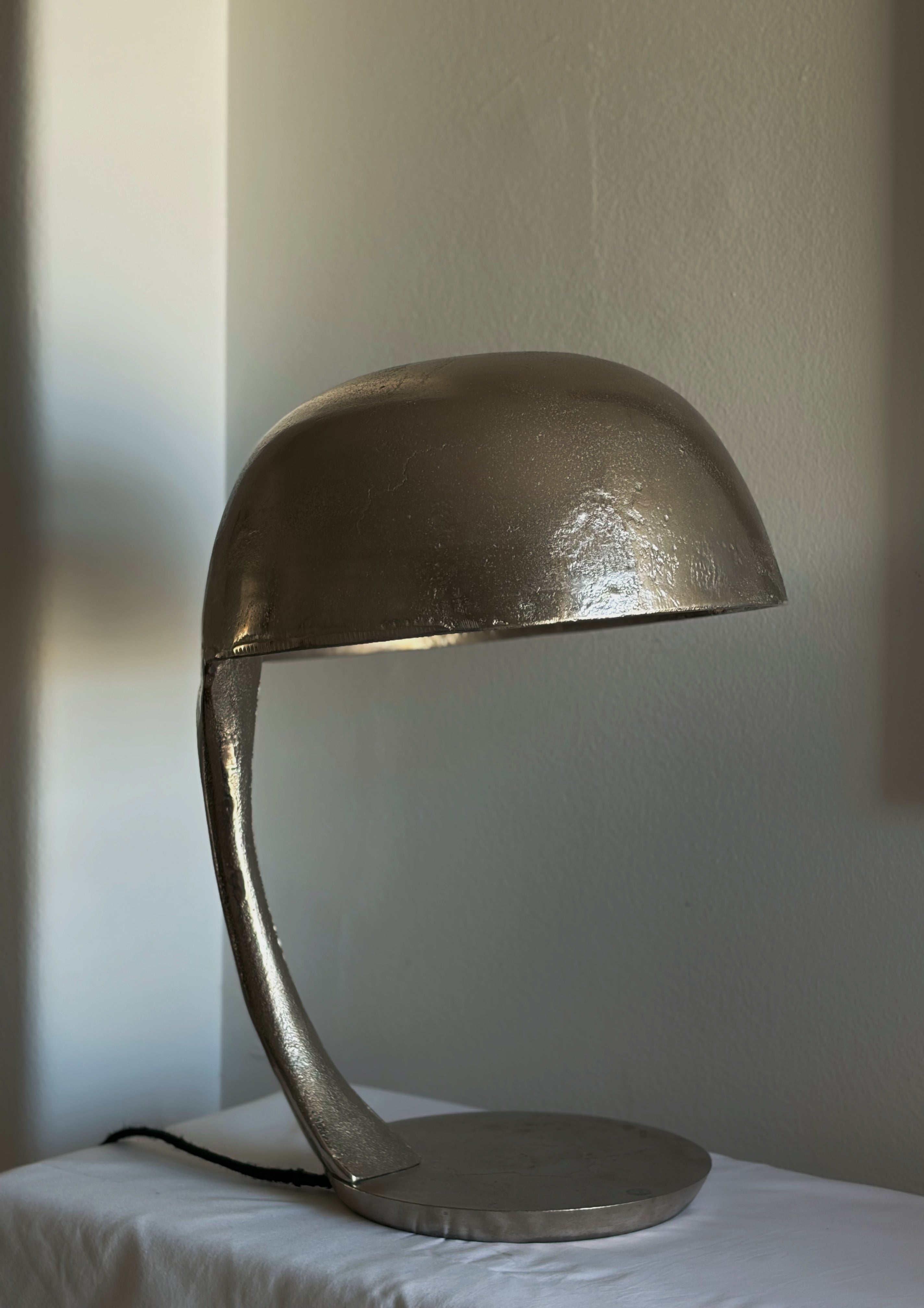 Modernist Solid Chrome Lamp, Italy, 1970s — detail view