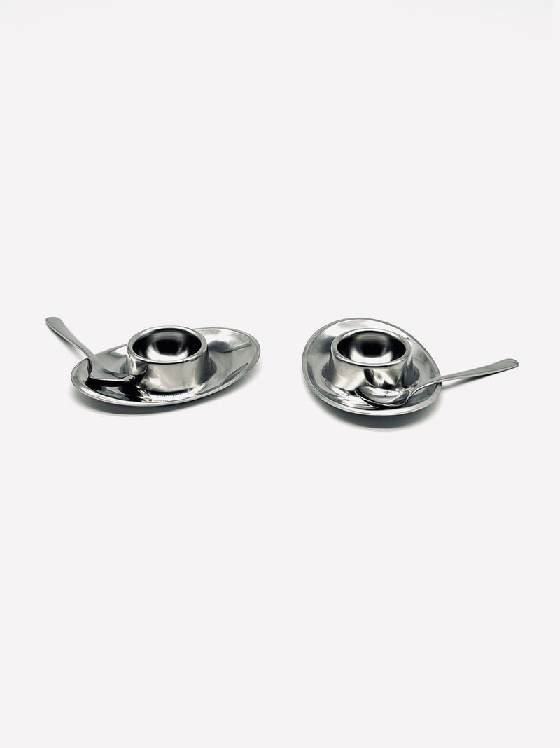 Stainless Steel Egg Cups — close-up showing polished surface and spoon