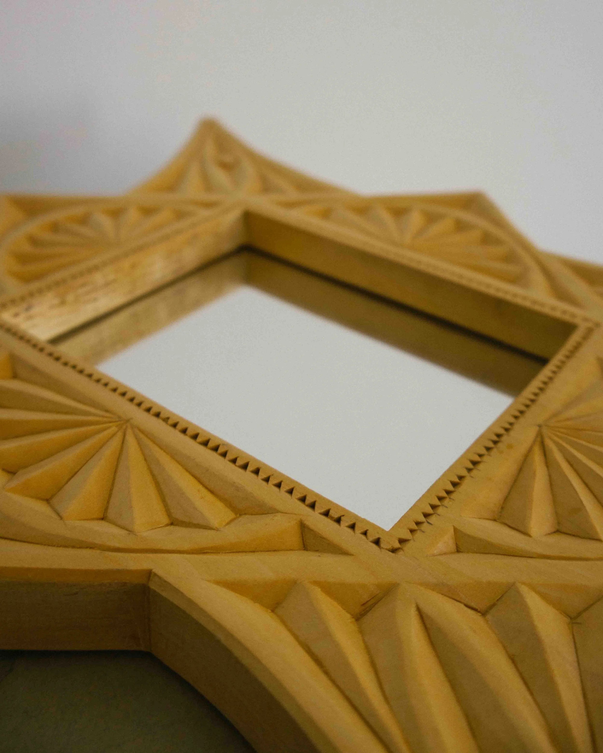Hand-Carved Geometric Wood Mirror by Séjour Studio | The Oblist