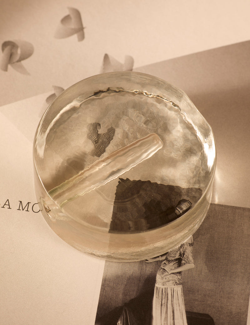 Vintage Scandinavian Vase in Glass and Clear Glass c. 1960 — top view highlighting textured surface and clear glass