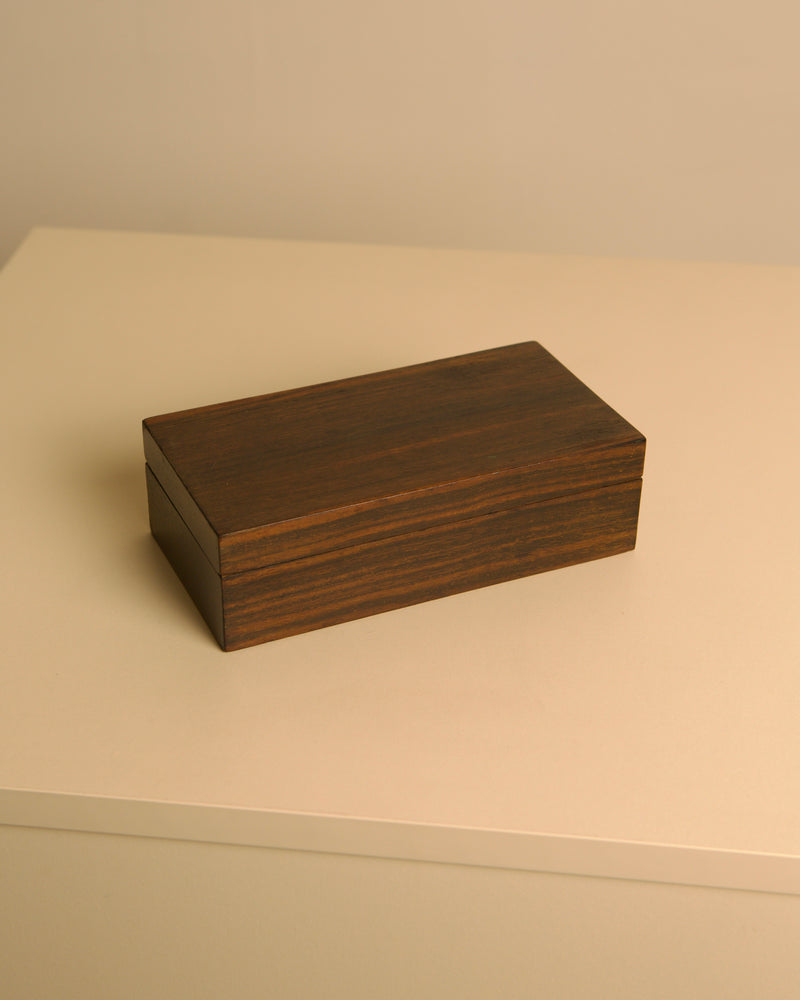 Rectangular Box Made of Solid Wood, 1960s by Treaptyque | The Oblist — handcrafted dark wood finish
