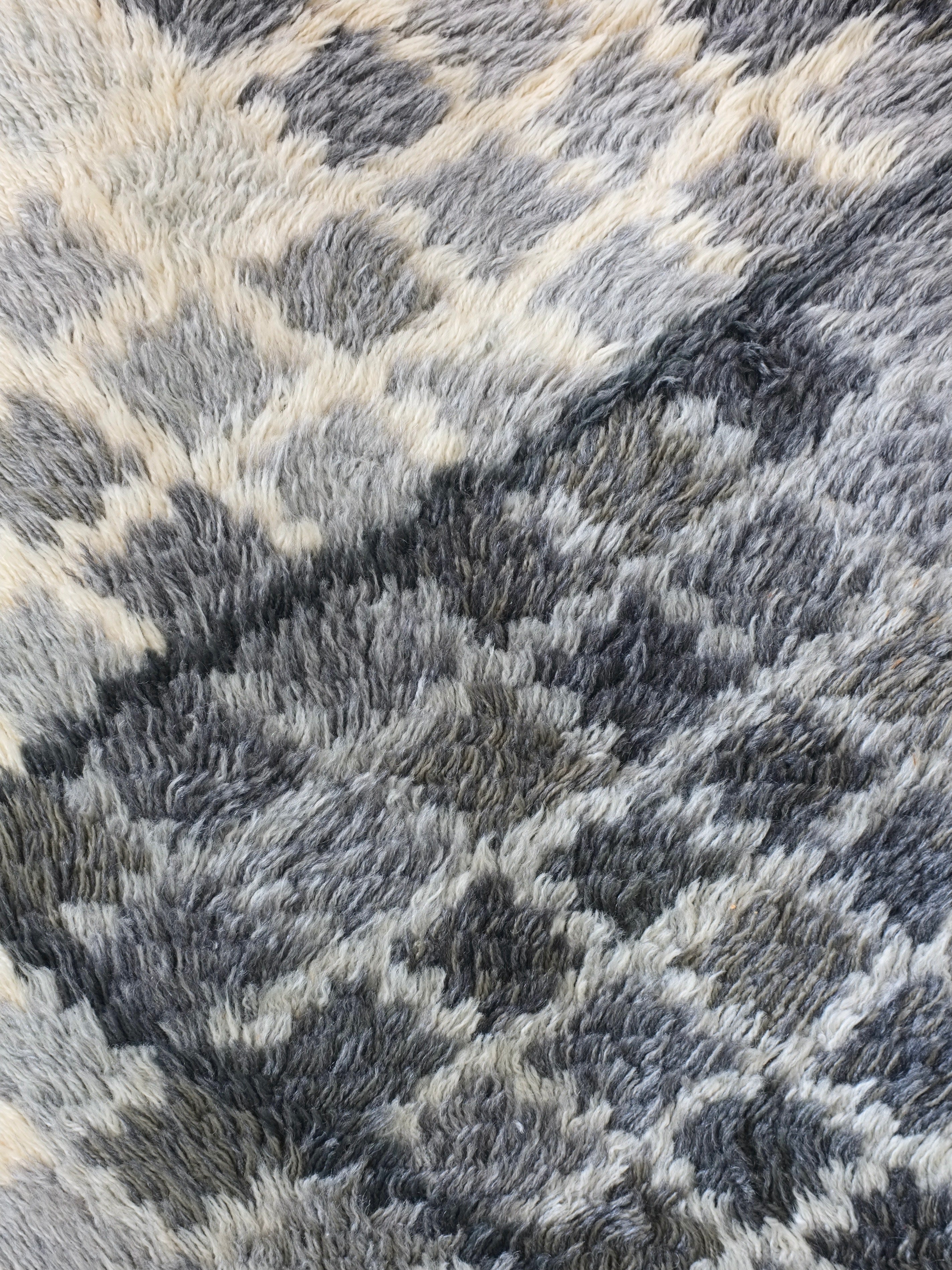 Mid-Century Gray Wool Rya Rug, Sweden, 1960s