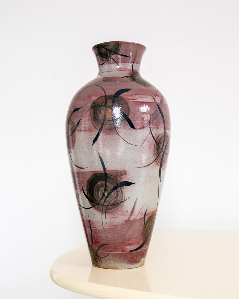XL Ceramic Floor Vase by Herman Kähler | The Oblist — handcrafted ceramic, pink and black design
