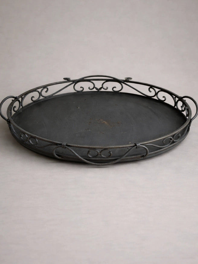 1960s French Vintage Metal Gallery Tray — close-up