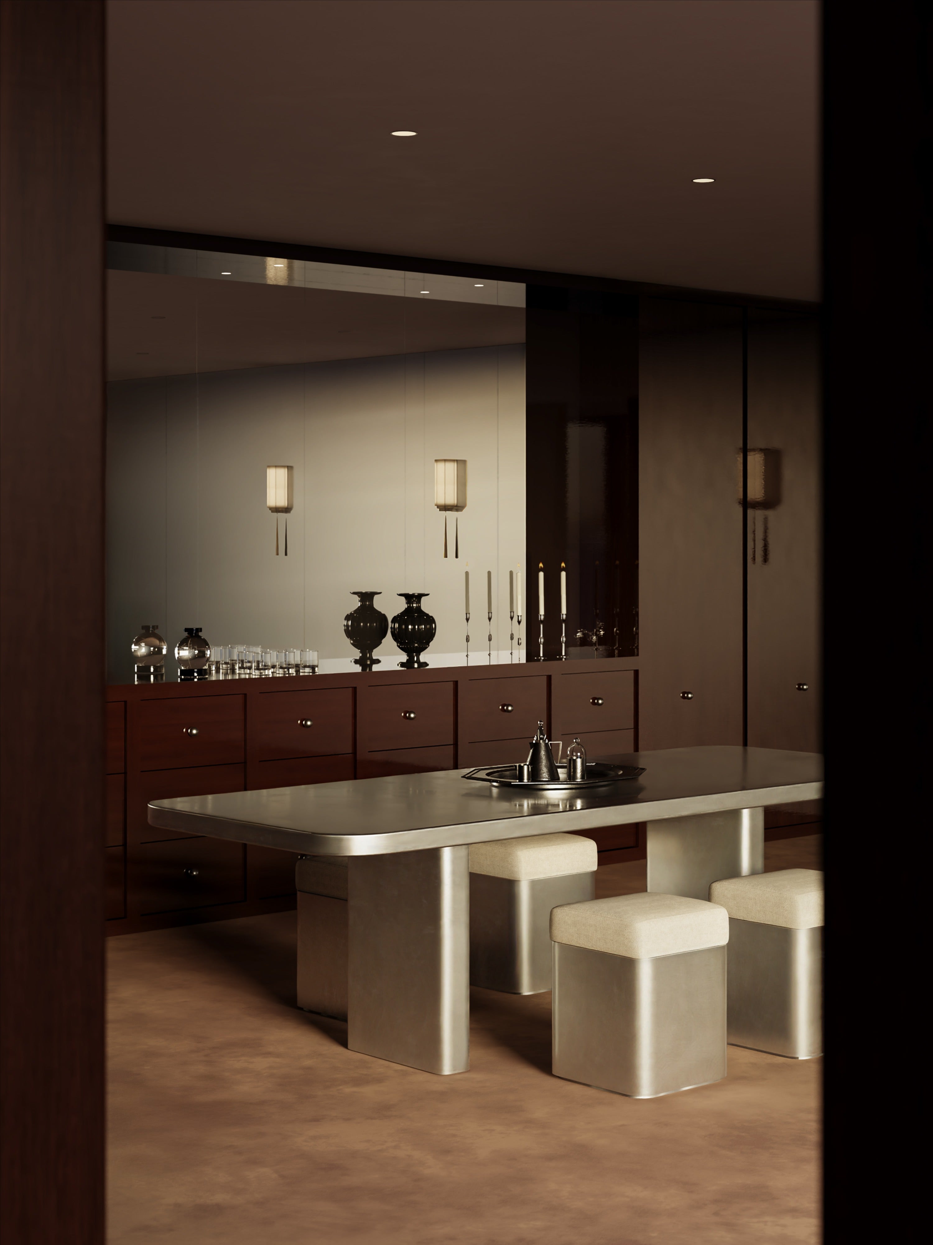 Stainless Steel Dining Table  — detail view
