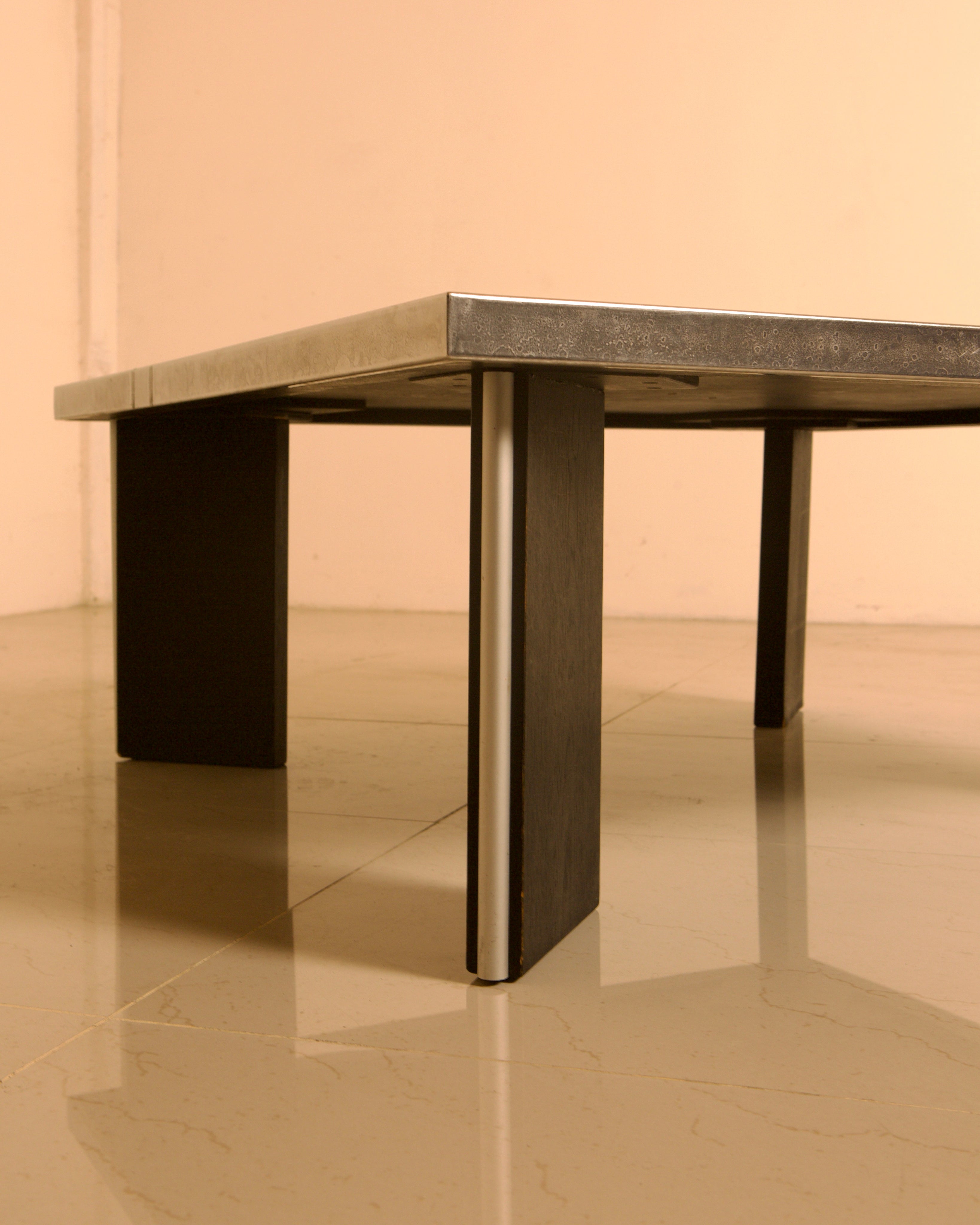 Sculptural coffee table in wood and steel by Heinz Lilienthal, 1960s — alternate view