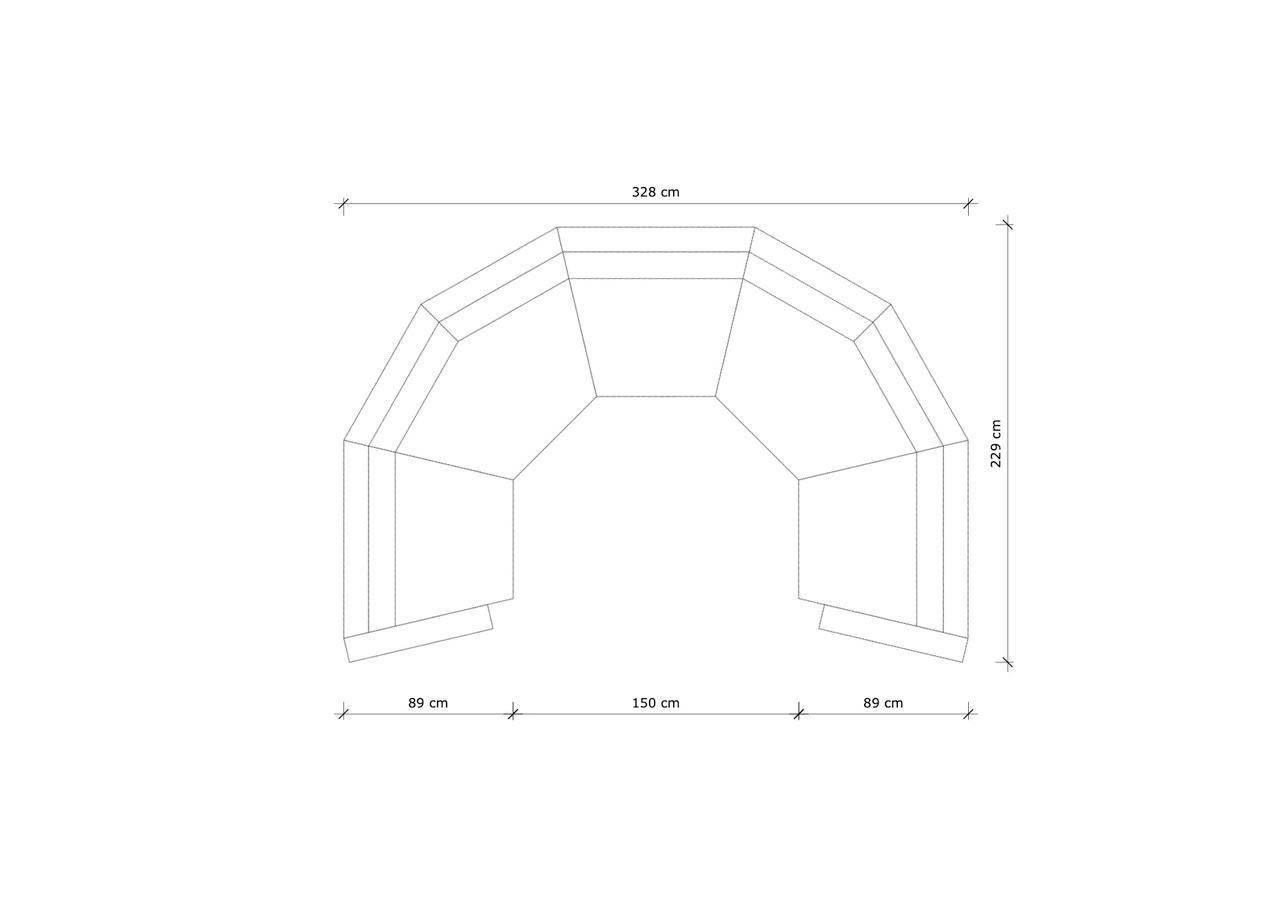 FORSEN SOFA, ARCHED FIVE SEATER — detail view