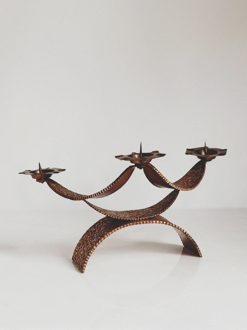 Mid Century Hammered Metal Candlestick by Huerto | The Oblist — handcrafted bronze design