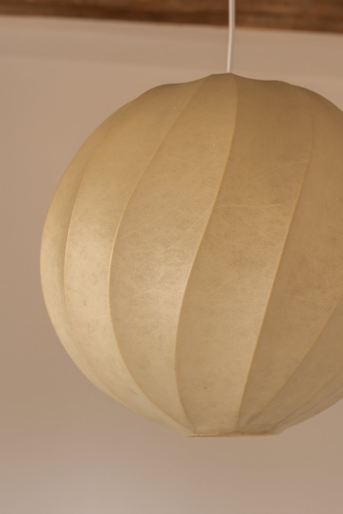 Midcentury Italian Cocoon Pendant Light. Castiglioni c.1960. — side angle