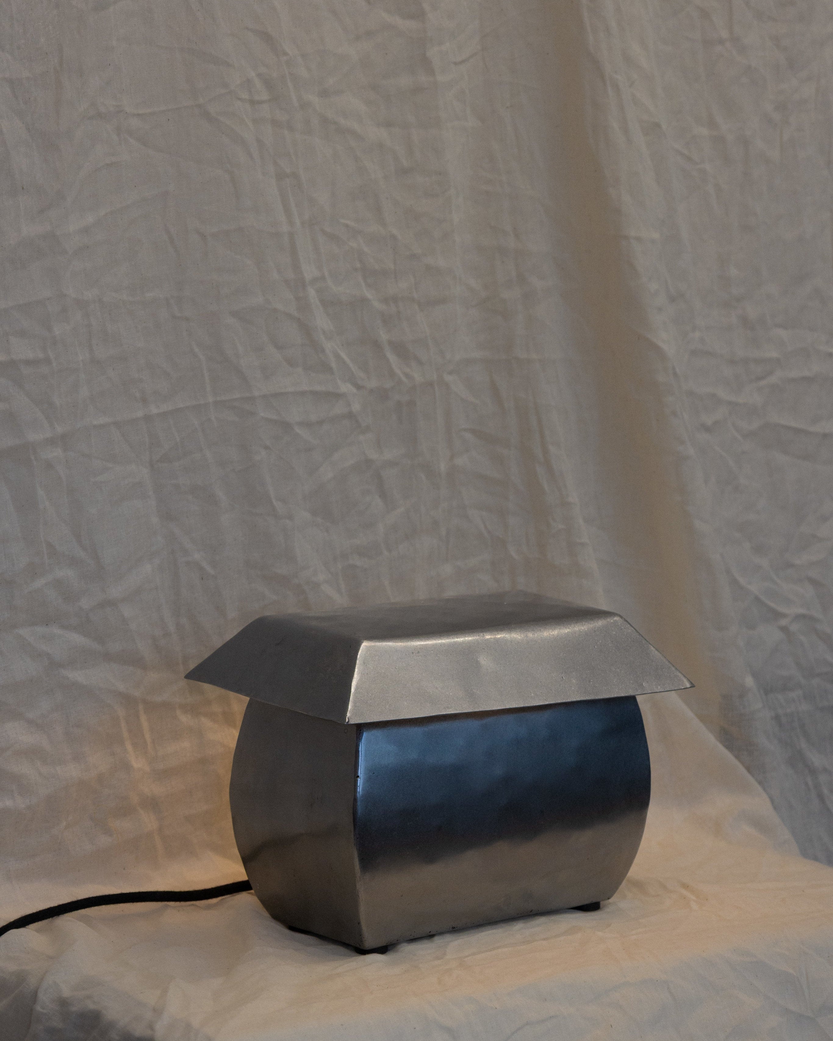 Wide Hammered Steel Lamp