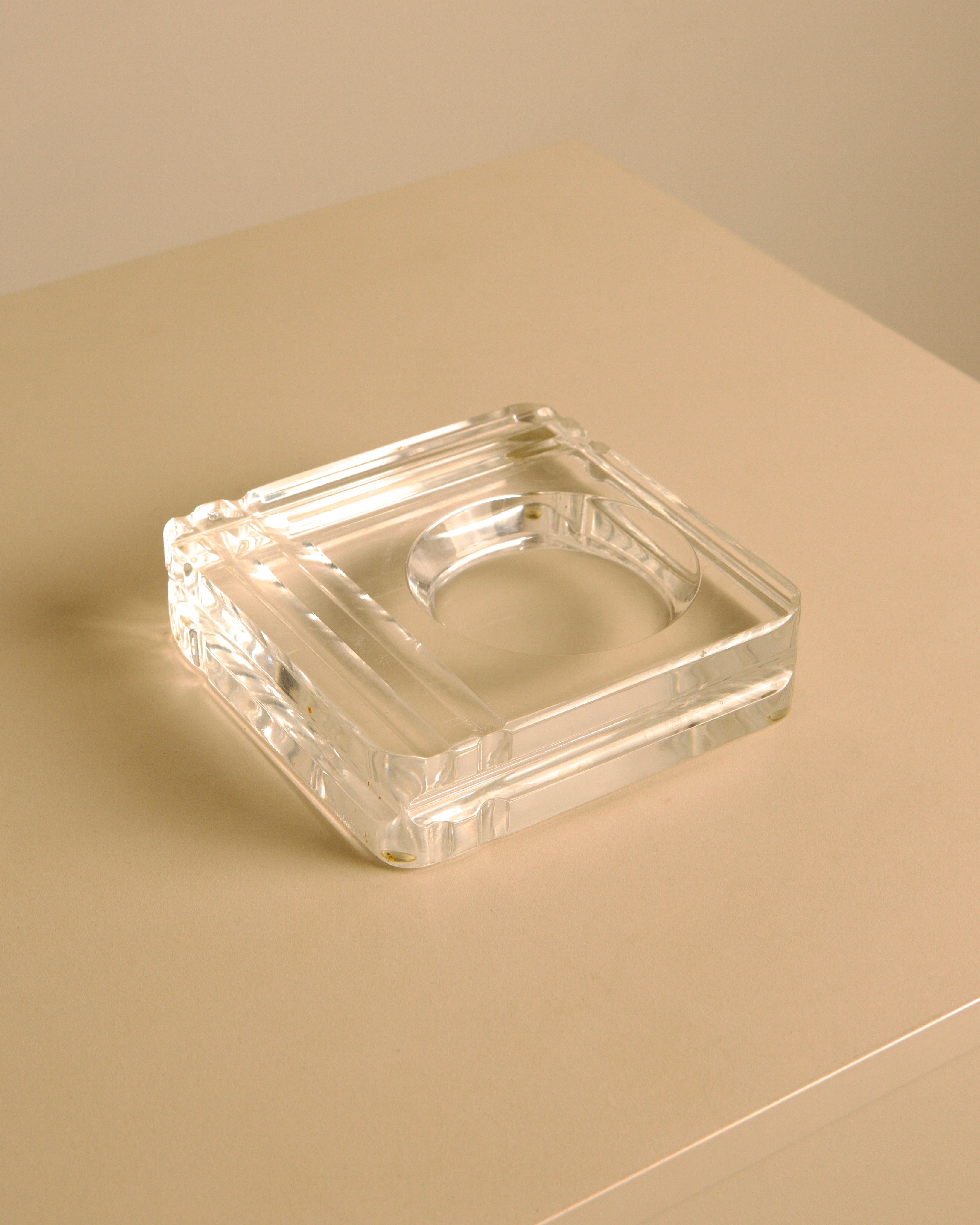 Title: Italian Square Lucite Catchall Dish, 1970s — side angle