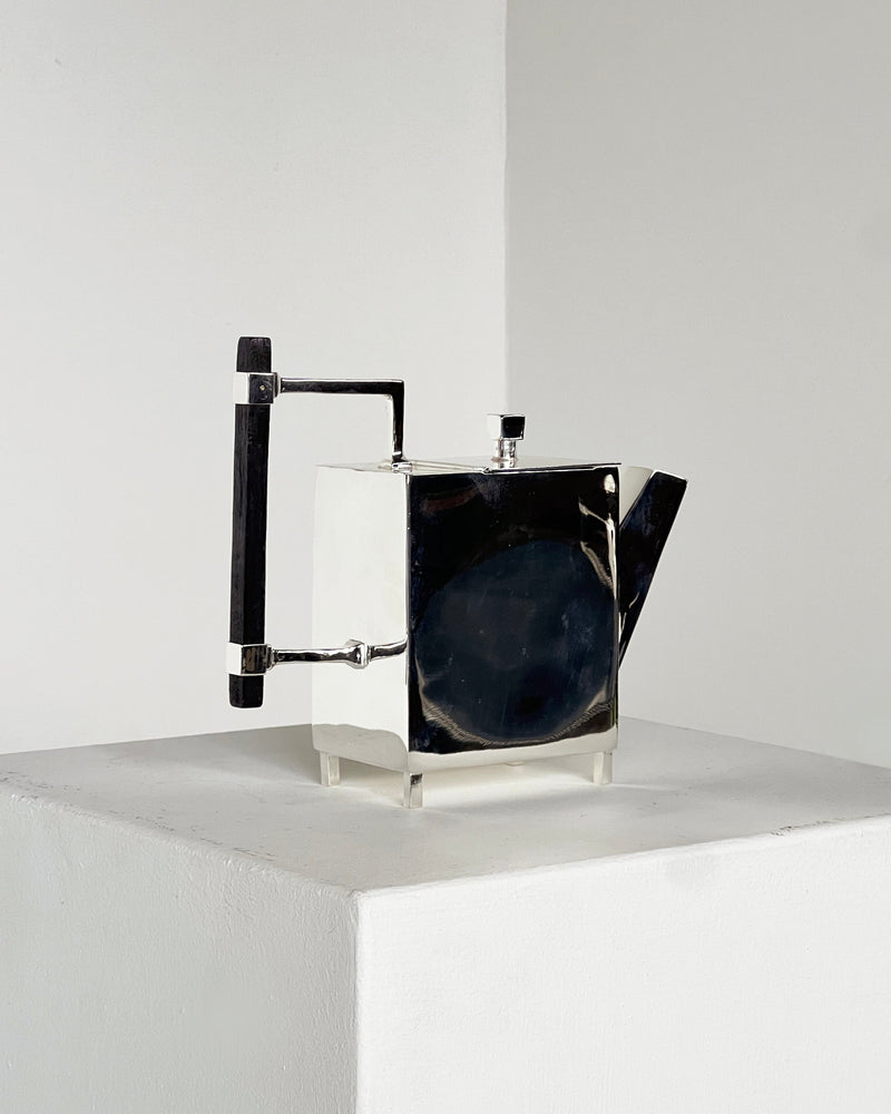 Christopher Dresser Square Ornate Teapot by Porter Studio | The Oblist — silver metal, modern design