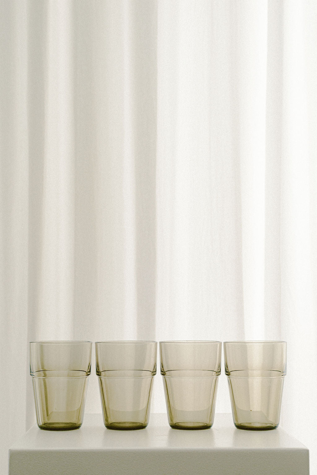 Arcoroc Smoked Brown Glass Tumblers — close-up of tumblers against white backdrop