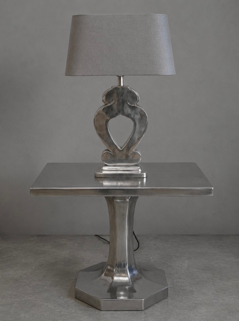 1980s Netherlands Table Lamp in Fabric and Heavy Cast Aluminum by Blisse | The Oblist